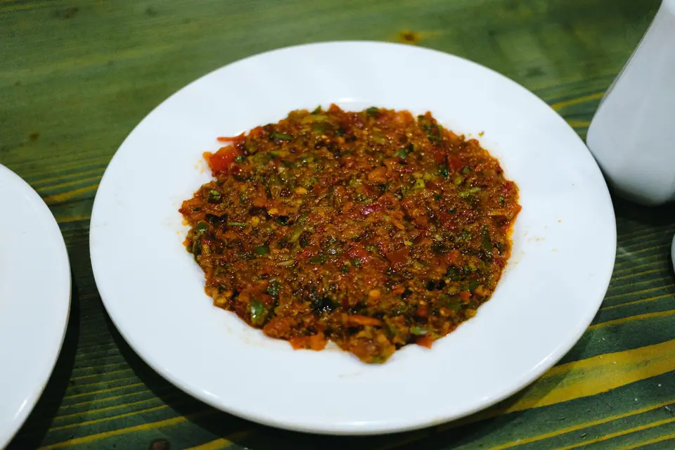 Turkish Ezme Salad on White Plate