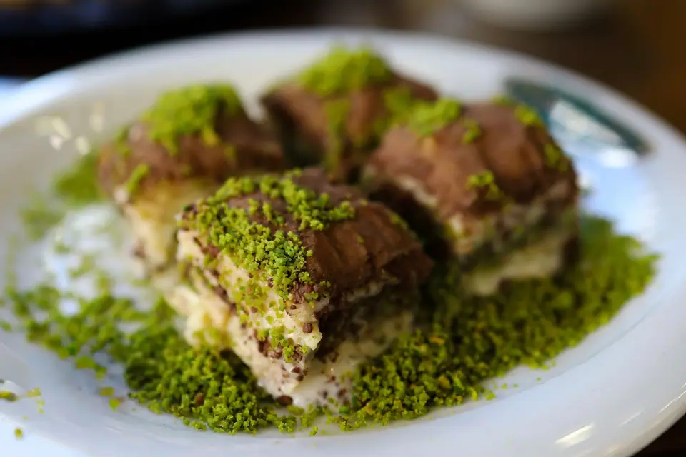 Delicious Turkish Dessert Topped with Pistachios