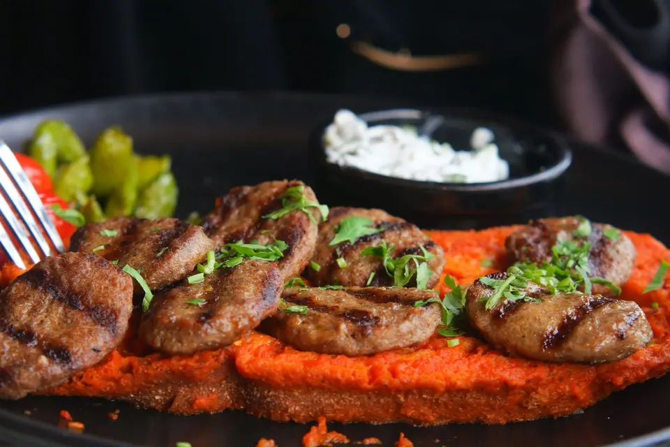 Grilled Meat with Parsley and a Dipping Sauce