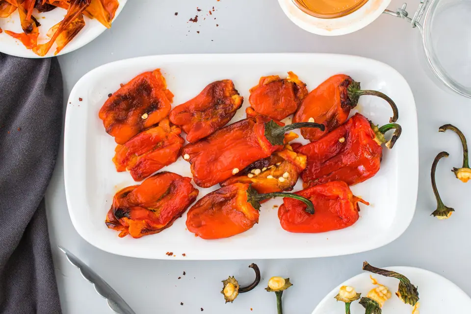 Top View of Roasted Peppers 