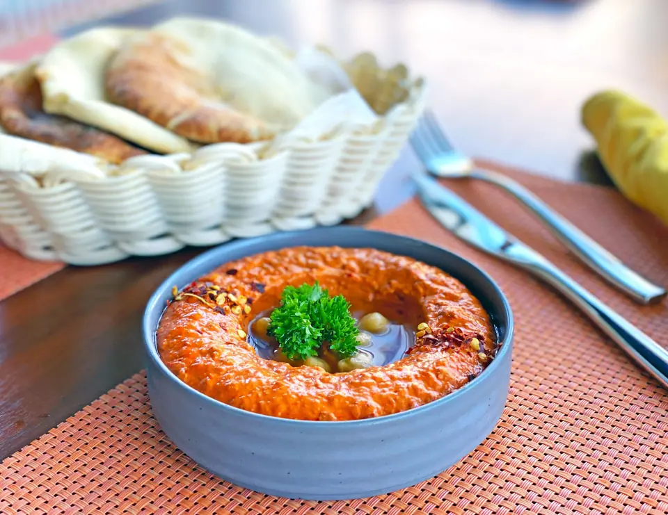 Food in Blue Ceramic Bowl 