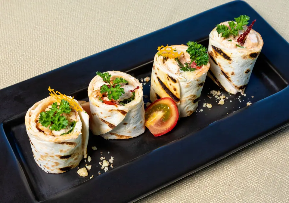Sushi on Black Rectangular Tray
